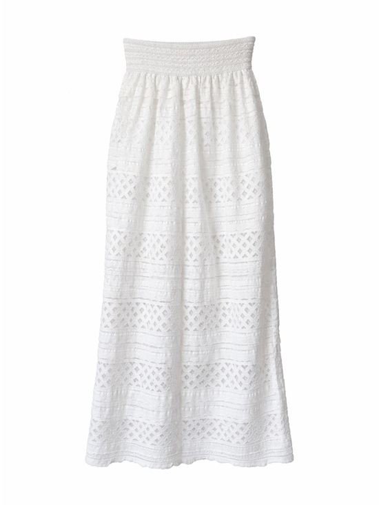 Dresses & Skirts - Lace Maxi Skirt | S/M | Smocked Waist White Lace Skirt